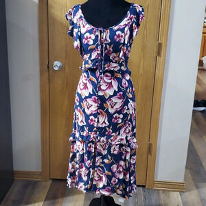 Band of gypsies floral ruffled button down maxi dress